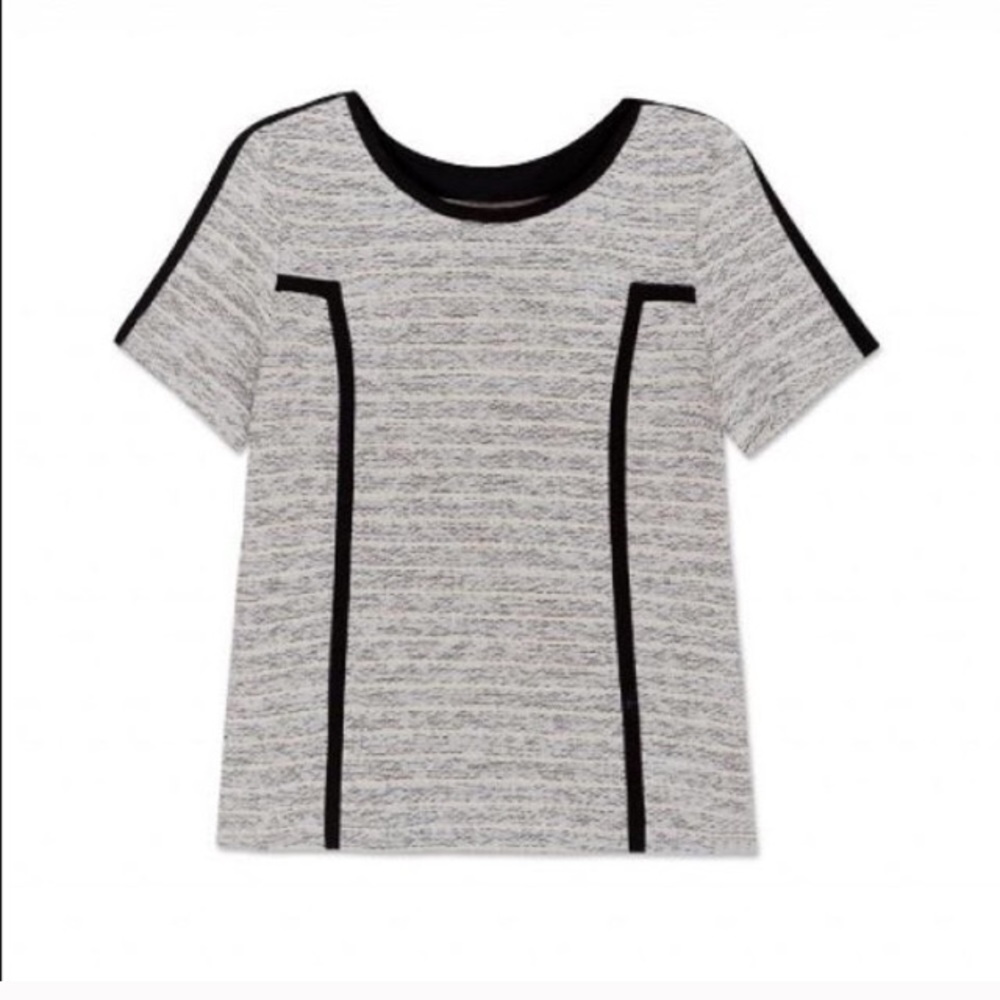 Comptoir Des Cotonniers Gray and Black Tweed Top